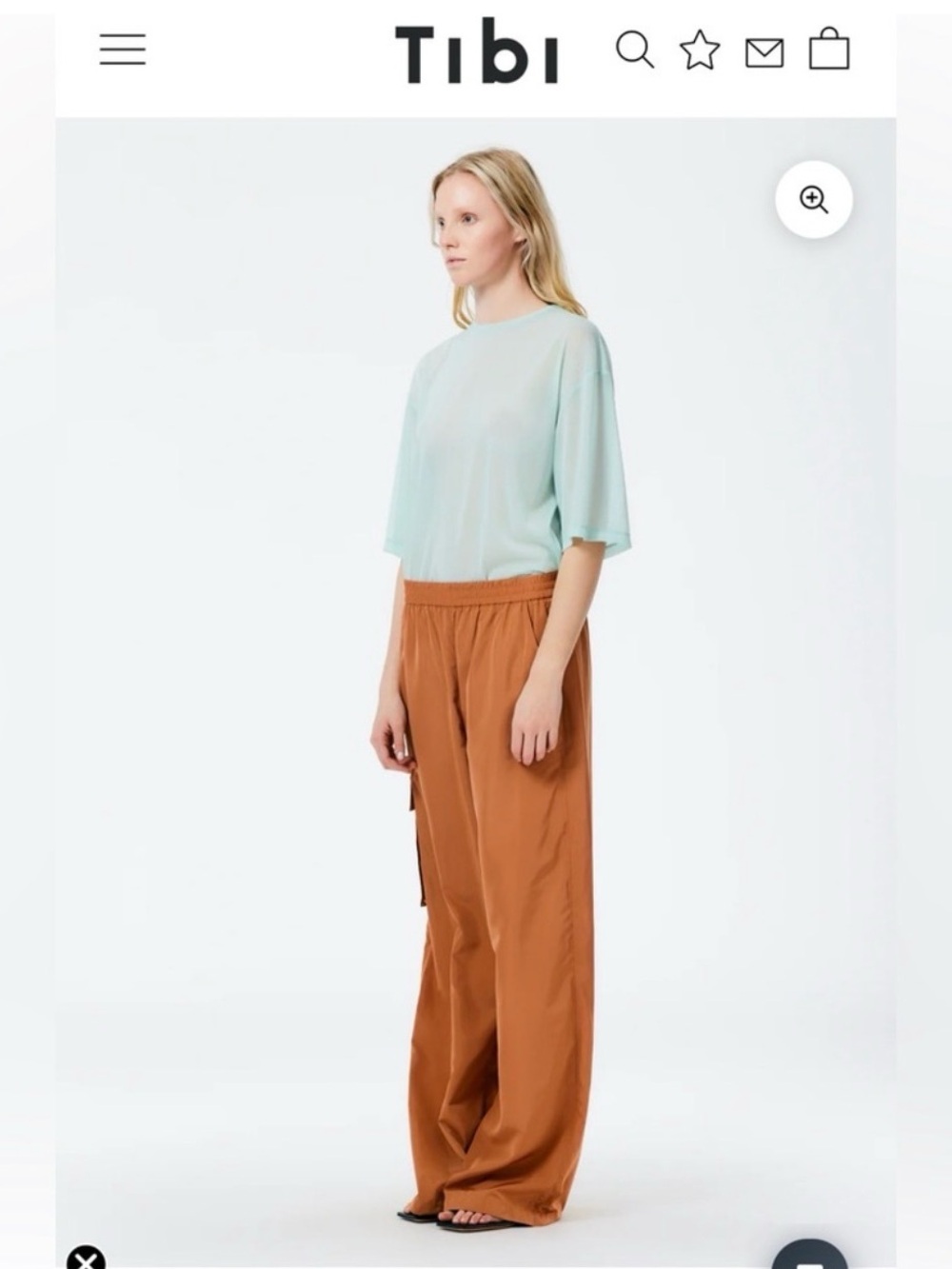 Tibi Wide-Leg Sporty Nylon Cargo Pant